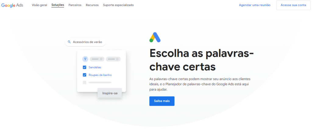 planejador de palavras-chave do Google Ads