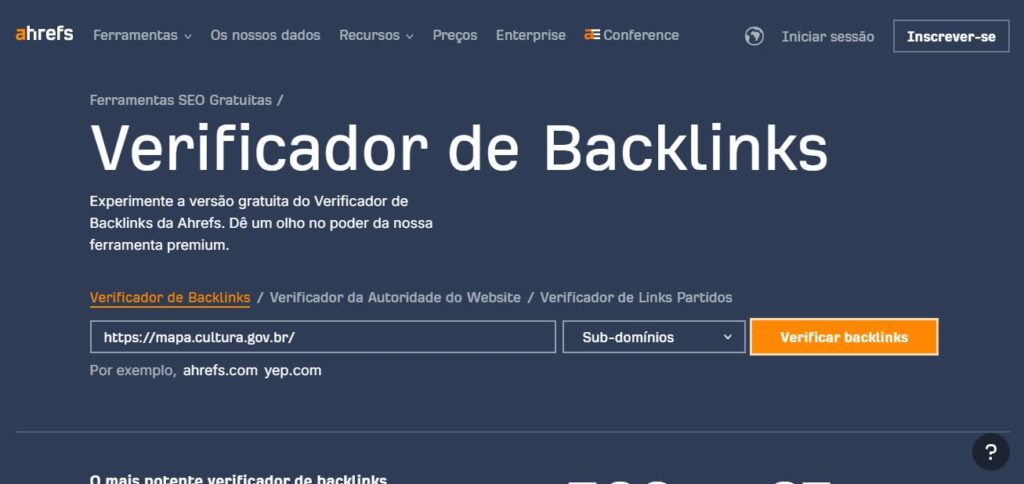 Como verificar backlinks de um site no Ahrefs